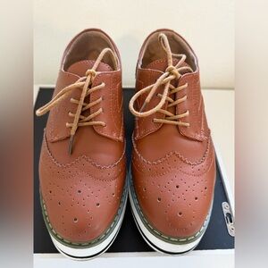 Dadawen Brown Oxford Platform Shoes Women Size 7 Lace Up